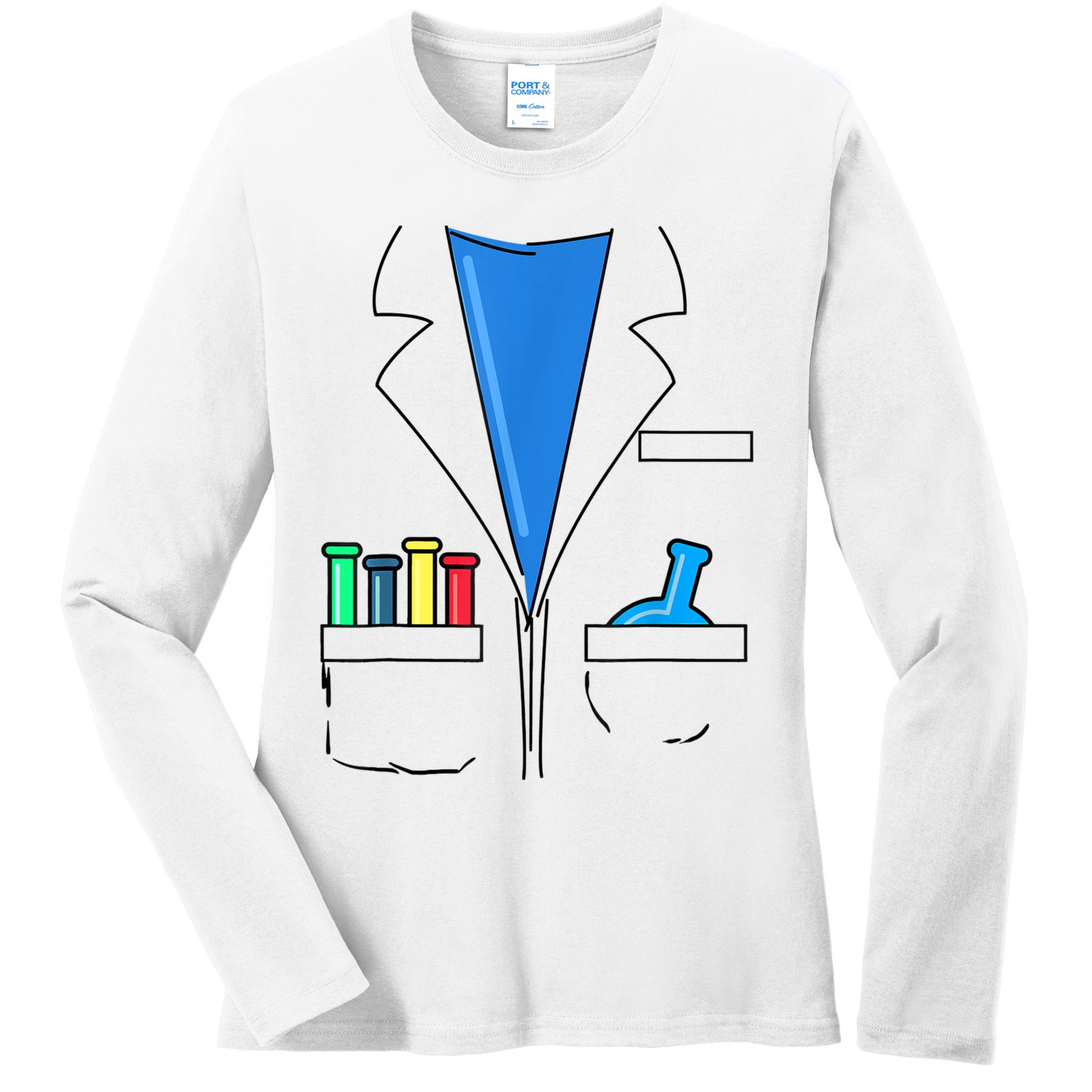 Funny Scientist Costume Nerd Chemistry Halloween Science Teacher Ladies Long Sleeve Shirt
