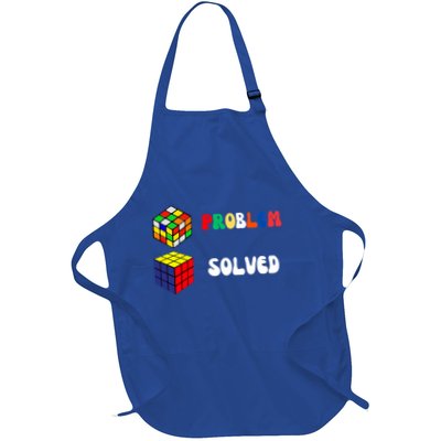 Funny Speedcube Competitive Puzzle Math Lover Cube Gift Full-Length Apron With Pockets
