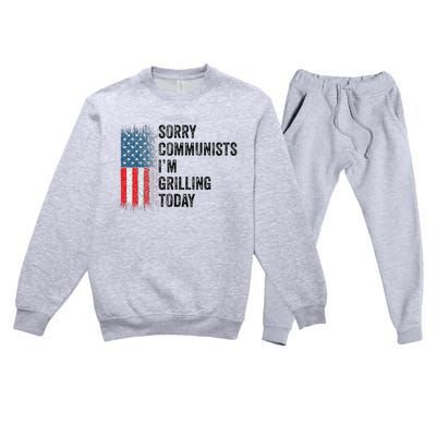 Funny Sorry Communists IM Grilling Today Vintage Premium Crewneck Sweatsuit Set