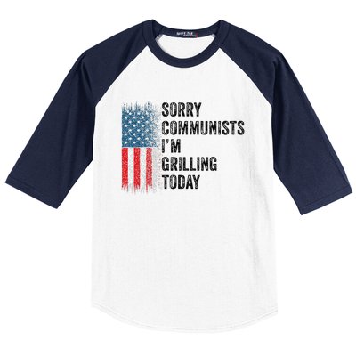 Funny Sorry Communists IM Grilling Today Vintage Baseball Sleeve Shirt