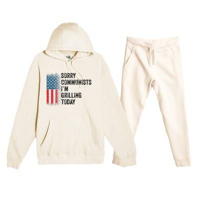 Funny Sorry Communists IM Grilling Today Vintage Premium Hooded Sweatsuit Set