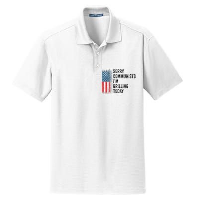 Funny Sorry Communists IM Grilling Today Vintage Dry Zone Grid Polo