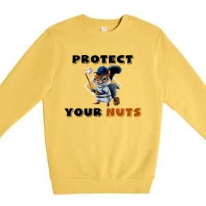 Funny Squirrel Catcher Protect Your Nuts Baseball Gift Premium Crewneck Sweatshirt