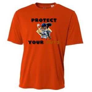 Funny Squirrel Catcher Protect Your Nuts Baseball Gift Cooling Performance Crew T-Shirt