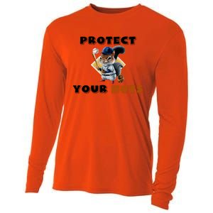 Funny Squirrel Catcher Protect Your Nuts Baseball Gift Cooling Performance Long Sleeve Crew