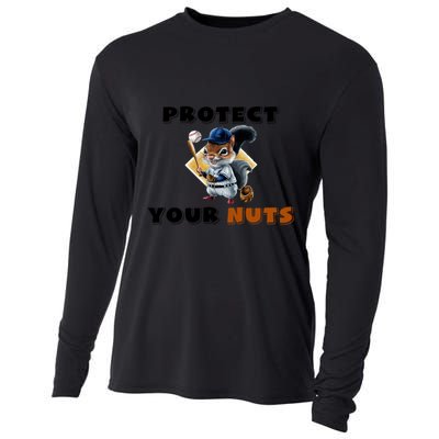 Funny Squirrel Catcher Protect Your Nuts Baseball Gift Cooling Performance Long Sleeve Crew