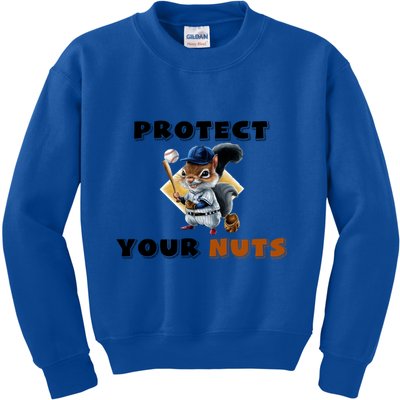Funny Squirrel Catcher Protect Your Nuts Baseball Gift Kids Sweatshirt