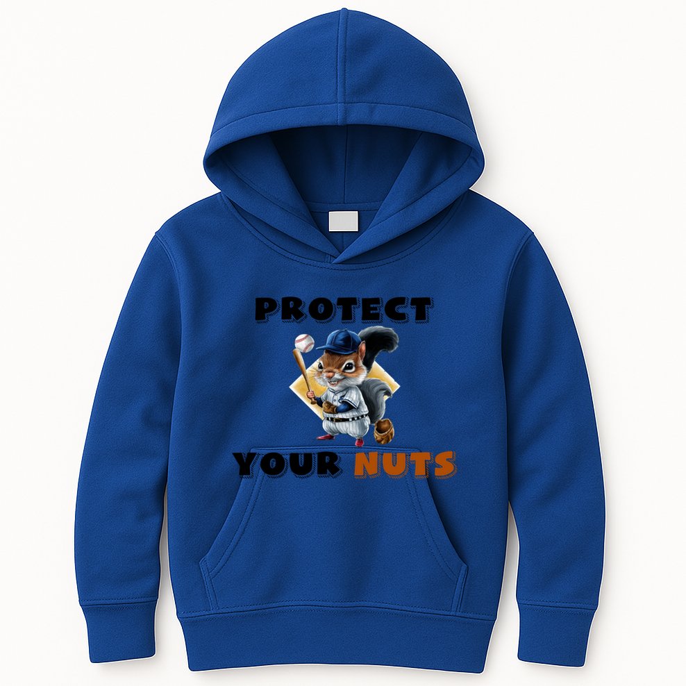 Funny Squirrel Catcher Protect Your Nuts Baseball Gift Kids Hoodie