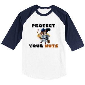 Funny Squirrel Catcher Protect Your Nuts Baseball Gift Baseball Sleeve Shirt