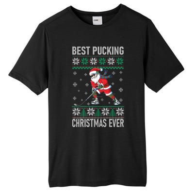 Funny Santa Claus Christmas Ice Hockey Ugly Sweater Meaningful Gift Tall Fusion ChromaSoft Performance T-Shirt