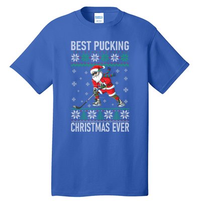 Funny Santa Claus Christmas Ice Hockey Ugly Sweater Meaningful Gift Tall T-Shirt