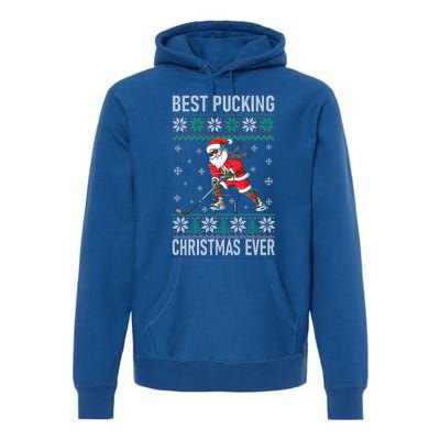 Funny Santa Claus Christmas Ice Hockey Ugly Sweater Meaningful Gift Premium Hoodie