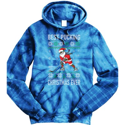 Funny Santa Claus Christmas Ice Hockey Ugly Sweater Meaningful Gift Tie Dye Hoodie