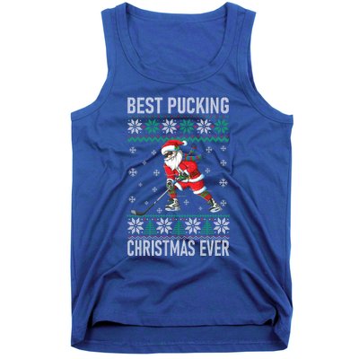 Funny Santa Claus Christmas Ice Hockey Ugly Sweater Meaningful Gift Tank Top