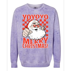 Funny Santa Christmas Holiday Spirit Yo Yo Yo Design Colorblast Crewneck Sweatshirt