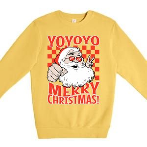 Funny Santa Christmas Holiday Spirit Yo Yo Yo Design Premium Crewneck Sweatshirt