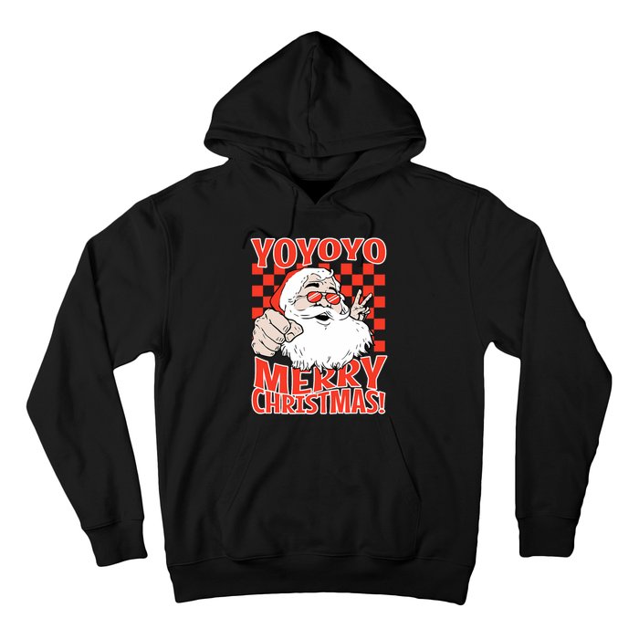 Funny Santa Christmas Holiday Spirit Yo Yo Yo Design Hoodie