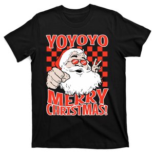 Funny Santa Christmas Holiday Spirit Yo Yo Yo Design T-Shirt