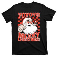 Funny Santa Christmas Holiday Spirit Yo Yo Yo Design T-Shirt