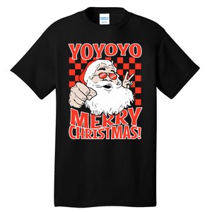 Funny Santa Christmas Holiday Spirit Yo Yo Yo Design Tall T-Shirt