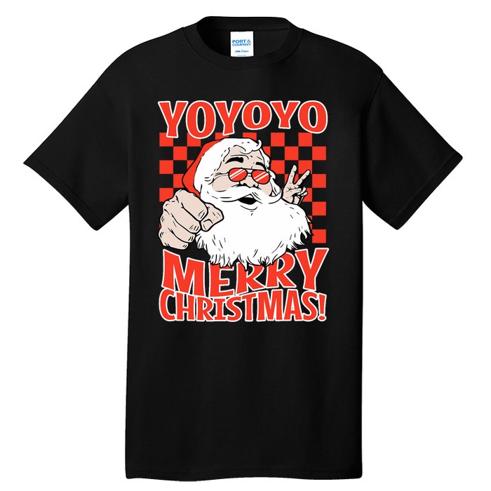 Funny Santa Christmas Holiday Spirit Yo Yo Yo Design Tall T-Shirt