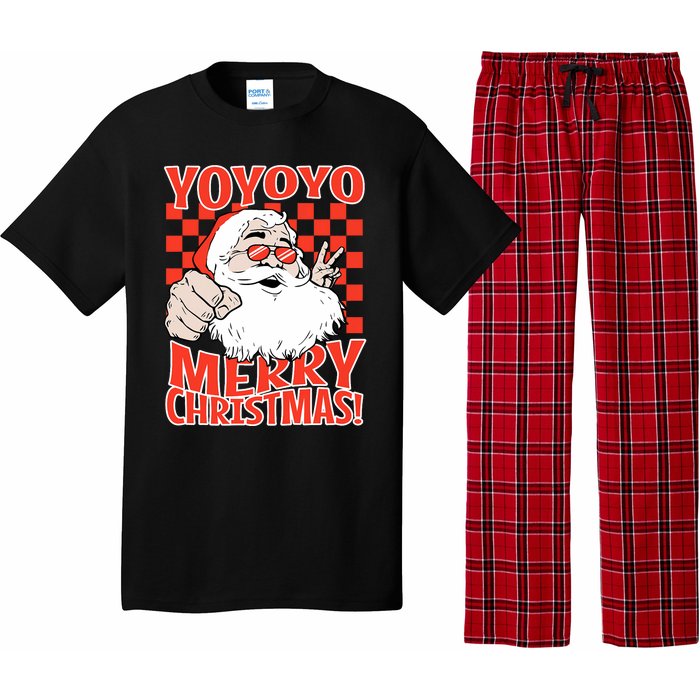 Funny Santa Christmas Holiday Spirit Yo Yo Yo Design Pajama Set