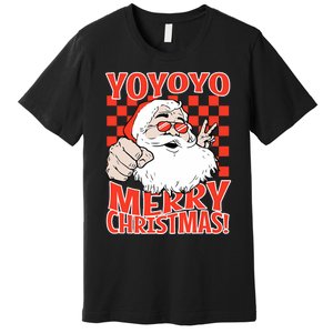 Funny Santa Christmas Holiday Spirit Yo Yo Yo Design Premium T-Shirt