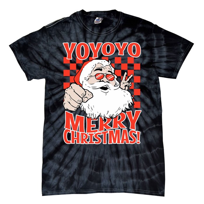 Funny Santa Christmas Holiday Spirit Yo Yo Yo Design Tie-Dye T-Shirt