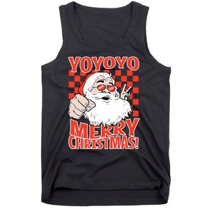 Funny Santa Christmas Holiday Spirit Yo Yo Yo Design Tank Top