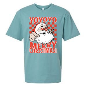 Funny Santa Christmas Holiday Spirit Yo Yo Yo Design Sueded Cloud Jersey T-Shirt