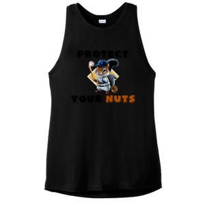 Funny Squirrel Catcher Protect Your Nuts Baseball Gift Ladies PosiCharge Tri-Blend Wicking Tank