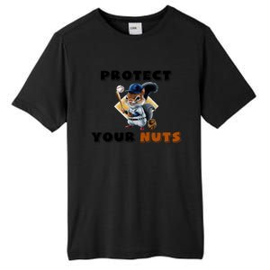 Funny Squirrel Catcher Protect Your Nuts Baseball Gift Tall Fusion ChromaSoft Performance T-Shirt