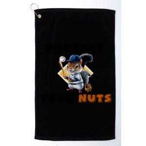 Funny Squirrel Catcher Protect Your Nuts Baseball Gift Platinum Collection Golf Towel