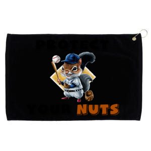 Funny Squirrel Catcher Protect Your Nuts Baseball Gift Grommeted Golf Towel