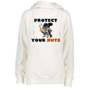 Funny Squirrel Catcher Protect Your Nuts Baseball Gift Womens Funnel Neck Pullover Hood