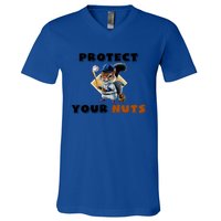 Funny Squirrel Catcher Protect Your Nuts Baseball Gift V-Neck T-Shirt