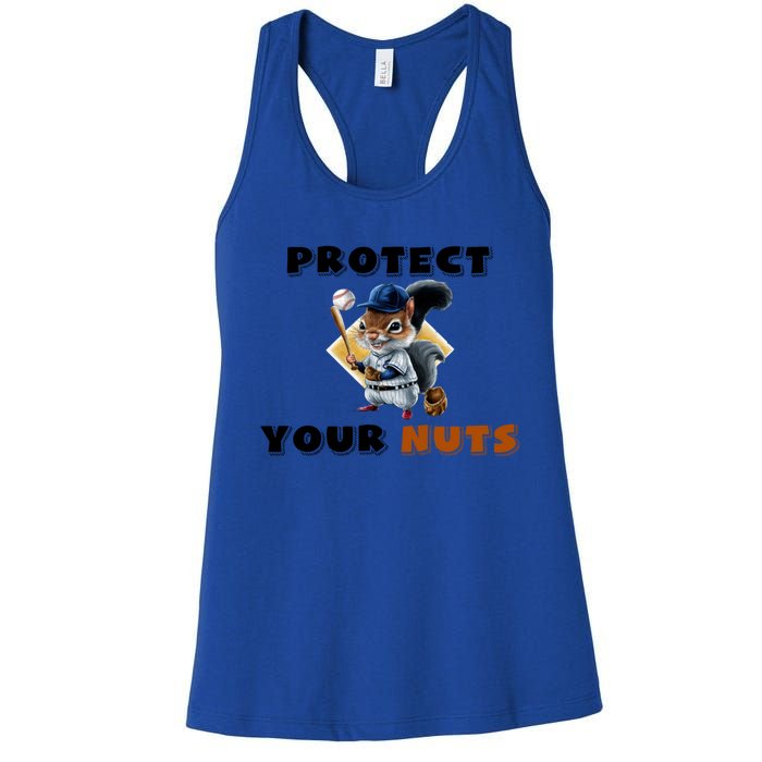 Funny Squirrel Catcher Protect Your Nuts Baseball Gift Women's Racerback Tank