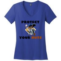 Funny Squirrel Catcher Protect Your Nuts Baseball Gift Women's V-Neck T-Shirt