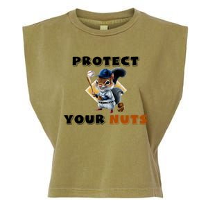 Funny Squirrel Catcher Protect Your Nuts Baseball Gift Garment-Dyed Women's Muscle Tee