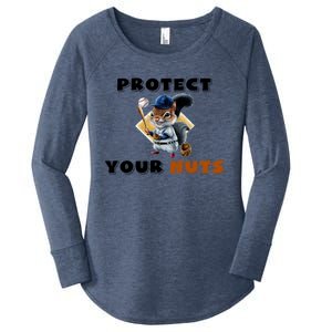 Funny Squirrel Catcher Protect Your Nuts Baseball Gift Women's Perfect Tri Tunic Long Sleeve Shirt