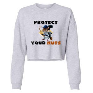 Funny Squirrel Catcher Protect Your Nuts Baseball Gift Cropped Pullover Crew