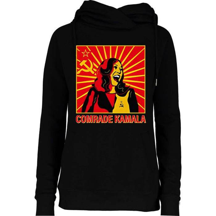 Fun Socialist Comrade Kamala Commie La Harris 2024 Kammunism Womens Funnel Neck Pullover Hood