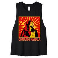 Fun Socialist Comrade Kamala Commie La Harris 2024 Kammunism Women's Racerback Cropped Tank