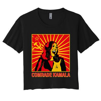 Fun Socialist Comrade Kamala Commie La Harris 2024 Kammunism Women's Crop Top Tee