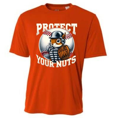 Funny Squirrel Catcher Protect Your Nuts Baseball Lover Gift Cooling Performance Crew T-Shirt