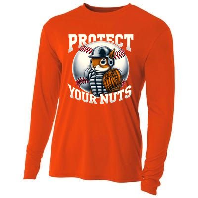 Funny Squirrel Catcher Protect Your Nuts Baseball Lover Gift Cooling Performance Long Sleeve Crew