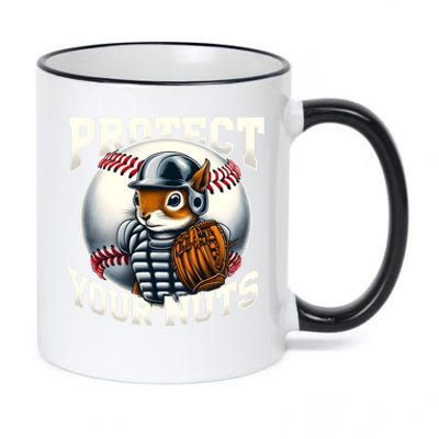 Funny Squirrel Catcher Protect Your Nuts Baseball Lover Gift 11oz Black Color Changing Mug