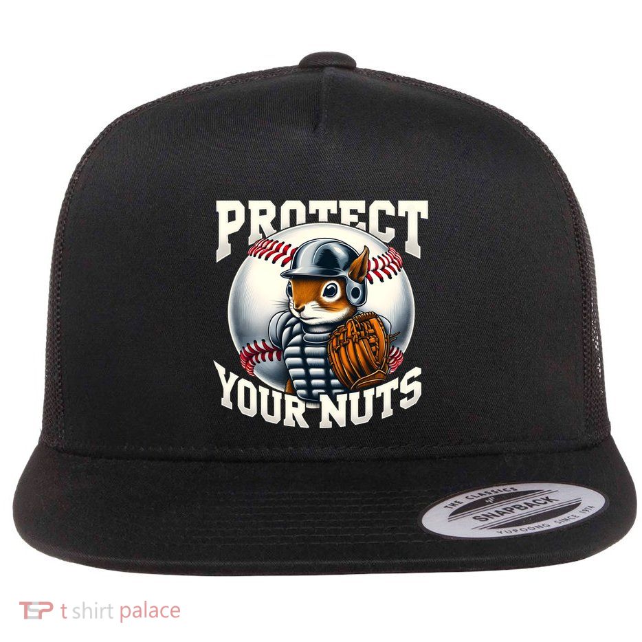 Funny Squirrel Catcher Protect Your Nuts Baseball Lover Gift Flat Bill Trucker Hat