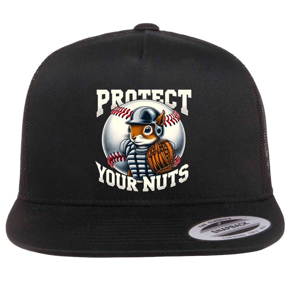 Funny Squirrel Catcher Protect Your Nuts Baseball Lover Gift Flat Bill Trucker Hat