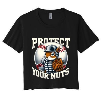 Funny Squirrel Catcher Protect Your Nuts Baseball Lover Gift Crop Top